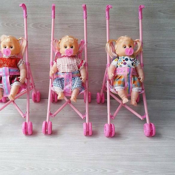 Boneka bayi empeng nangis stroller Boneka bayi nangis Stroller