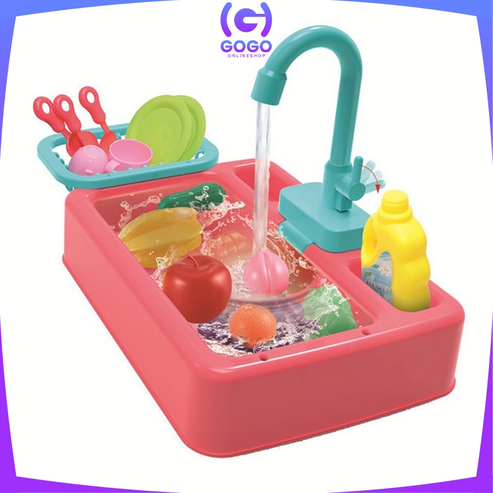 GOGO-M31 M109 Mainan Anak Kitchen Sink Tempat Cuci Piring Set Mainan Kran Air Wastafel BISA KELUAR AIR