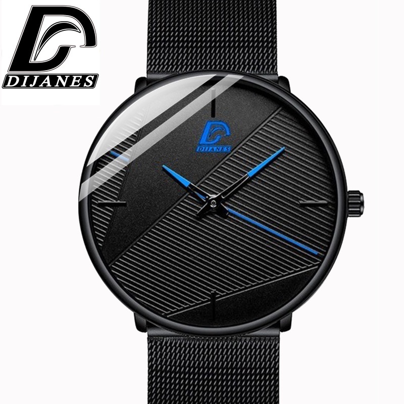 Jam Tangan Pria Original DIJANES Anti Air Strap Pasir Terbaru Besi Stainless Steel Minimalist Keren Jam Tangan Pria Sabuk Analog Fashion