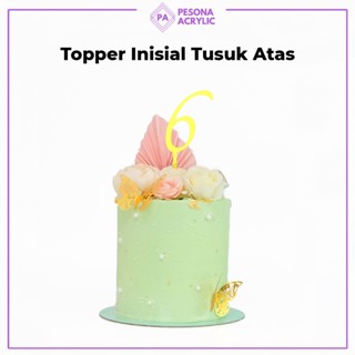 Jual Topper Cake Angka Initial Huruf Topper Cake Akrilik Gold Mirror