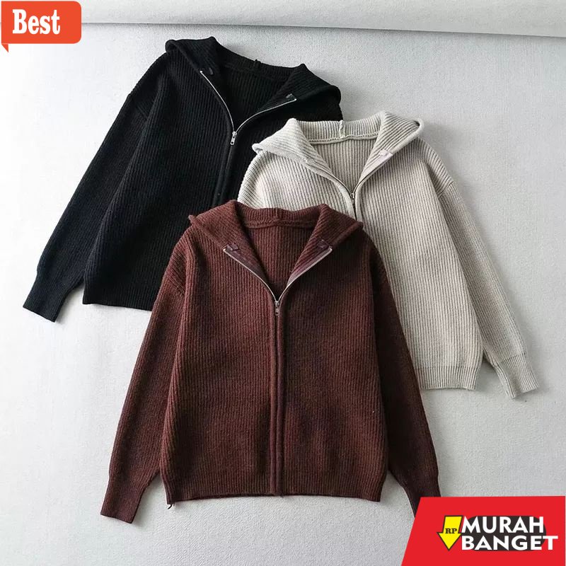 jaket wanita kekinian 2022 ( TEBAL ) Jaket  wanita Oversize Reselting rajut outer Zipper
