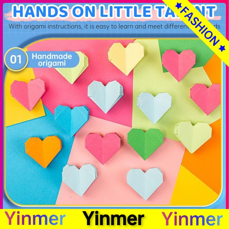 COD✨ Kertas Karton Buatan tangan 10 warna anak-anak Karton Kertas Origami Siswa Sekolah Dasar Taman Kanak-kanak-Yinmer
