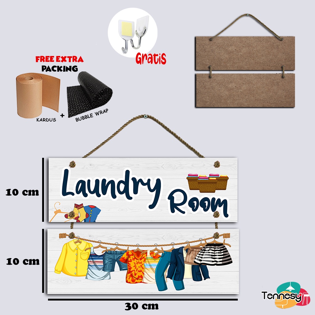 TENNESY HIASAN DINDING PAJANGAN LAUNDRY 2 SUSUN 30x10XCM DEKORASI DINDING LAUNDRY DAPUR DEKORASI RUMAH