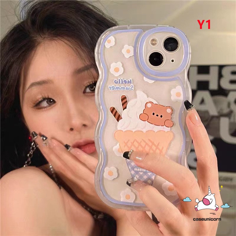 Casing Kartun Wavy Edge Case Redmi 12C 10C 9A 10 9T 10A 9 9C Mi 11T Pro Redmi Note 11 10 9 8 11s 10s 9pro 9s 11pro+10Pro POCO M3 X3 NFC Cute Ice Cream Bear Butterfly Flowers Soft Cover