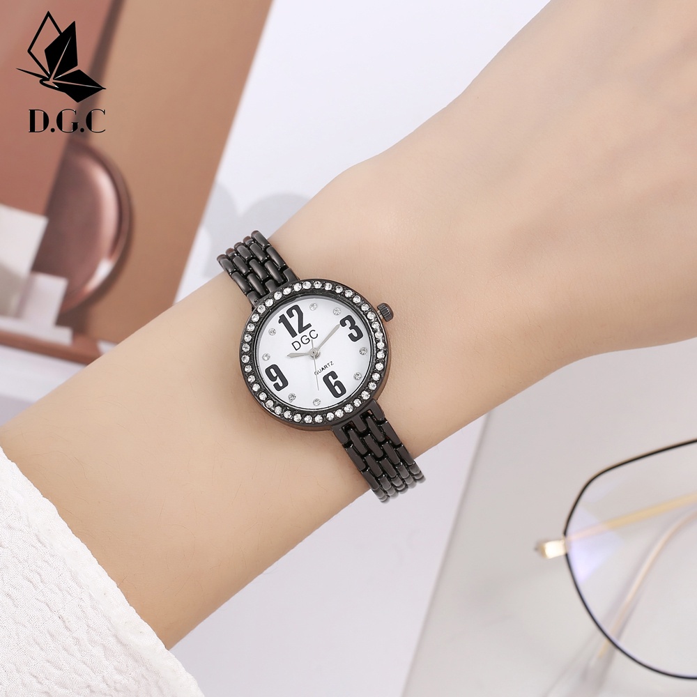 ✅COD D.G.C Jam Tangan Analog Fashion Strap Stainless Steel Quartz Wanita Import Diamond  W246