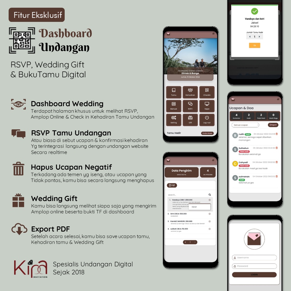 Bukutamu digital QR Code Chek-in | Paket tambahan Undangan Digital Guestbook online