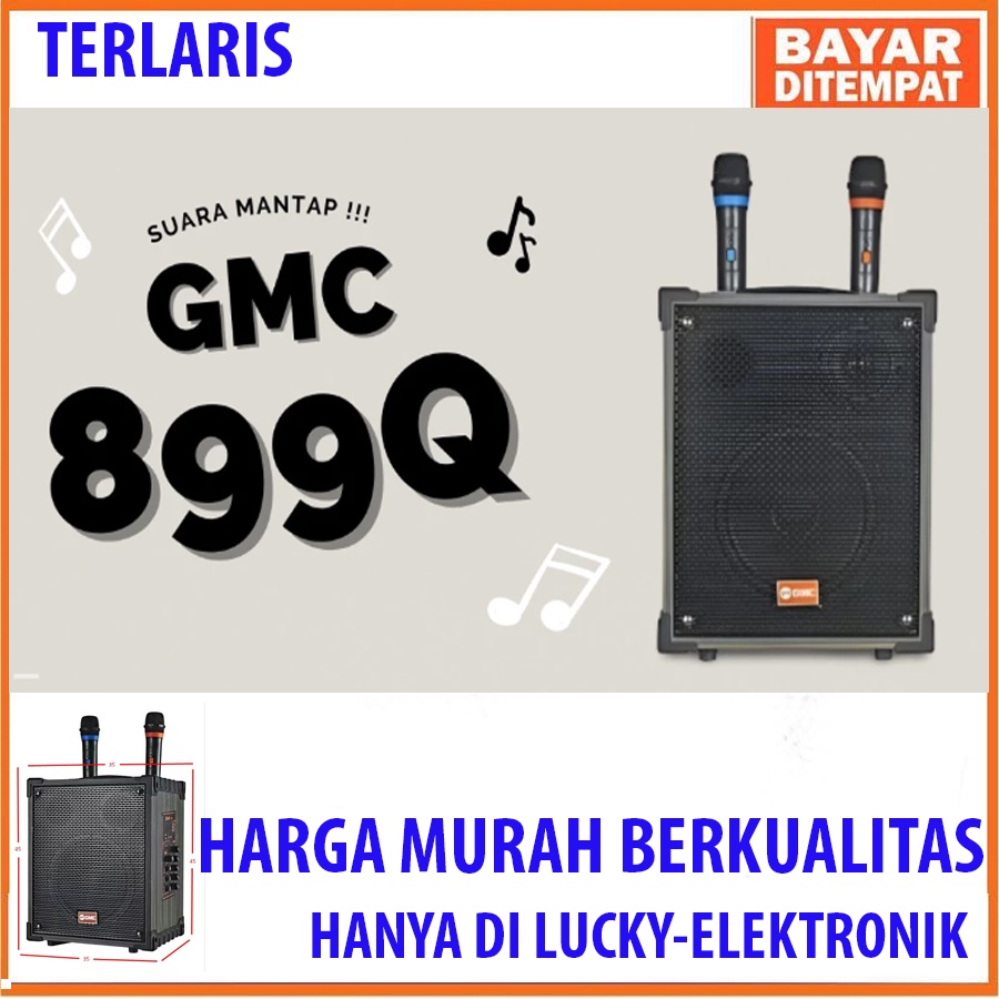 Speaker Portable GMC 899Q Bluetooth Karaoke 2 Mic Wireless High Power