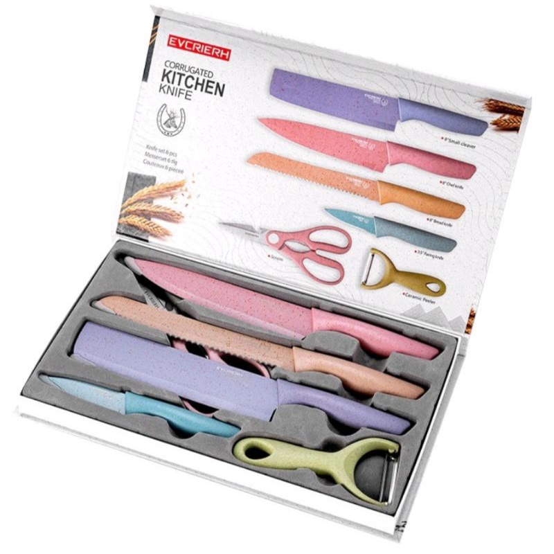 Pisau Dapur Kitchen Knife Set Multicolor  6in1