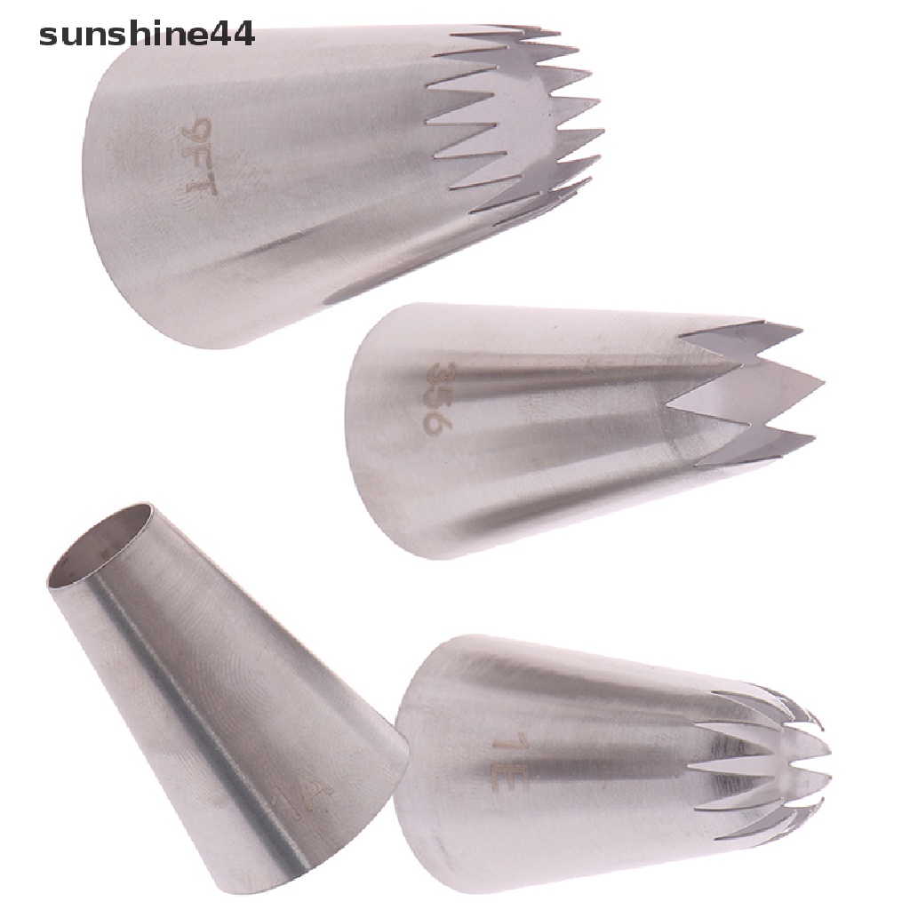 Sunshine 4pcs Spuit Piping Besar Bahan Stainless Steel Untuk Dekorasi Kue