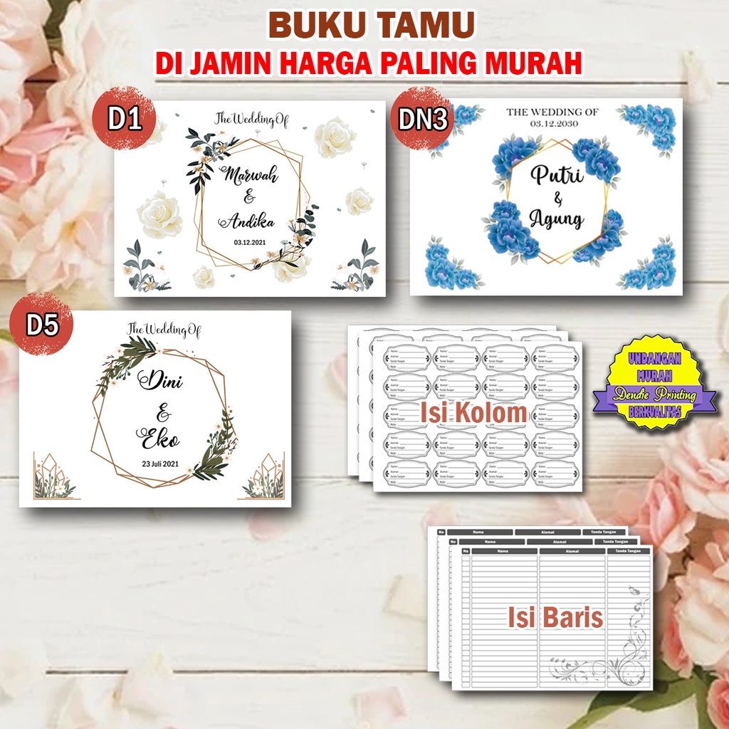 Buku Tamu Pernikahan Isi 300 Nama TERMURAH
