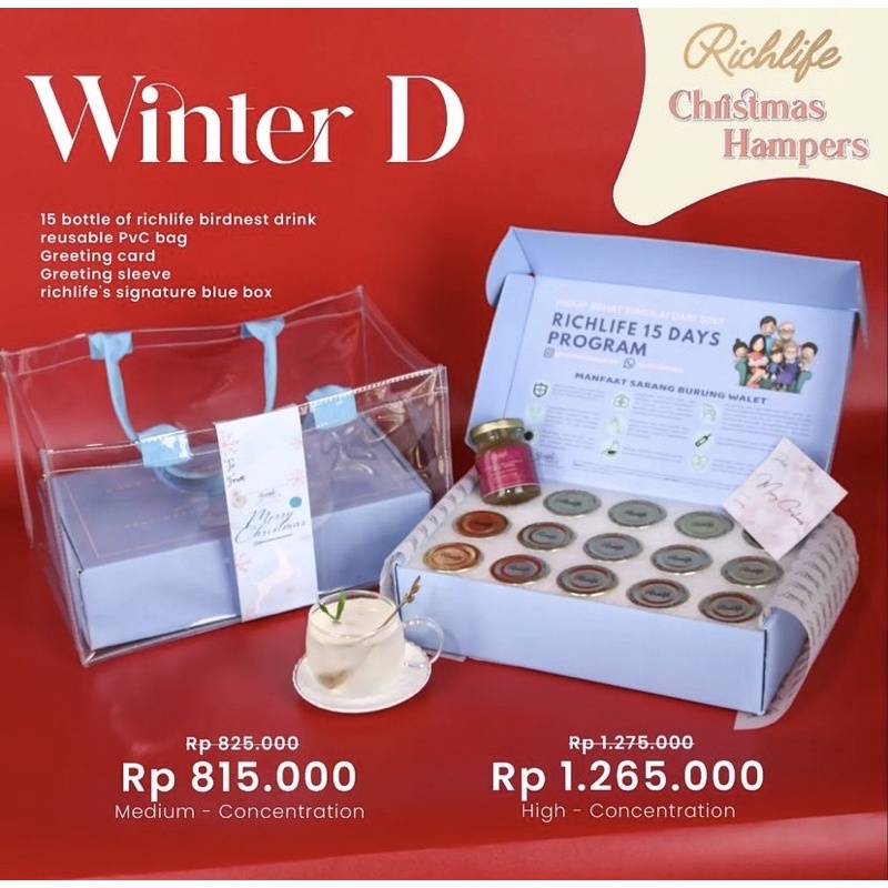 

WINTER D-HAMPERS NATAL BIRDNEST (ISI 15 BOTOL)-CHRISTMAS HAMPERS SARANG BURUNG WALET