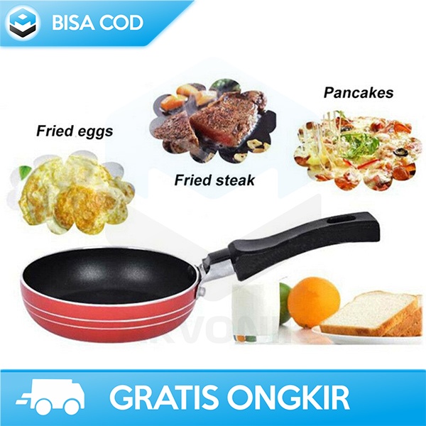 FRY PAN ANTI LENGKLET TEFLON MINI NON STICK PAN 12CM BAHAN ALUMINIUM