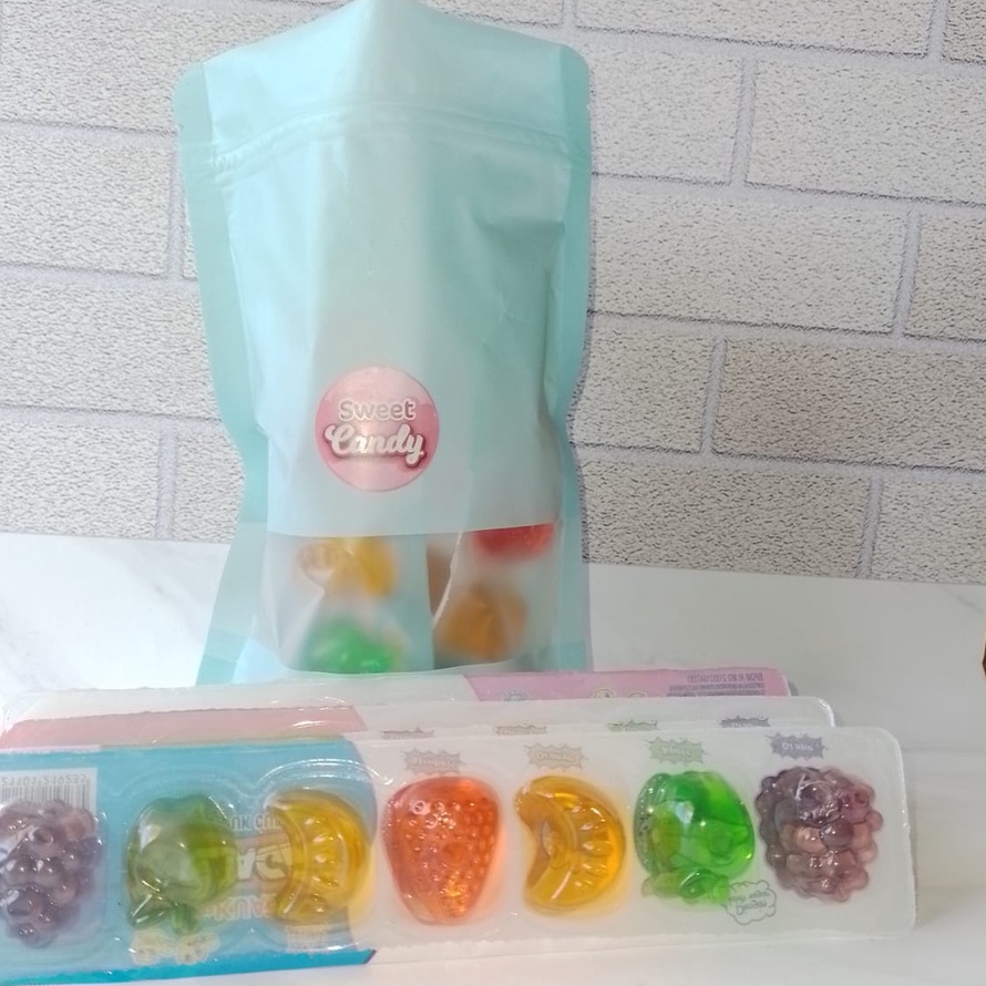 Permen jelly agar , permen yakuat , bentuk cup , isi 4 ,bermacam-macam bentuk