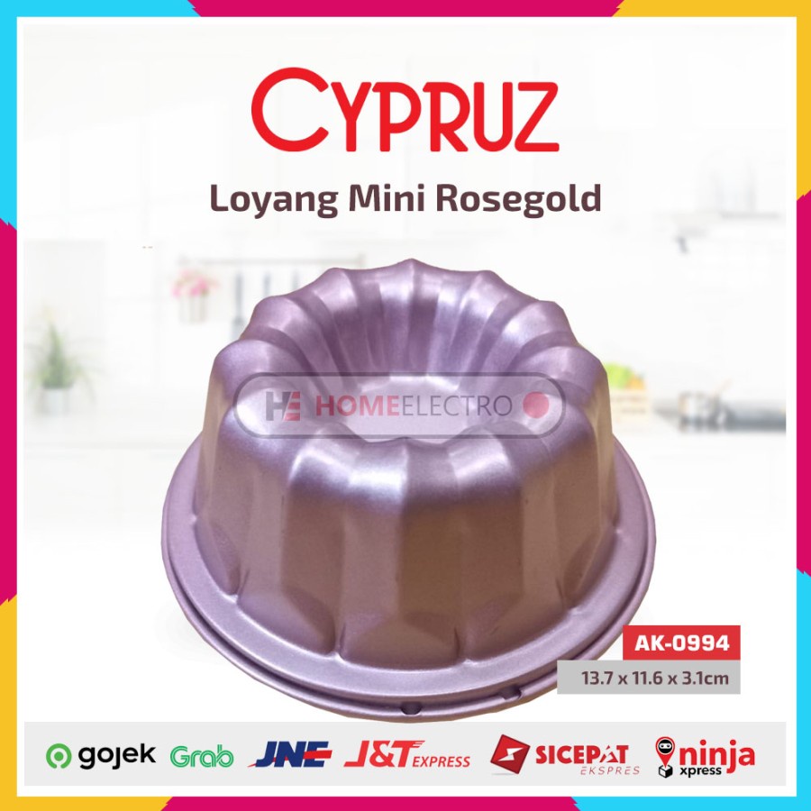 Cypruz AK-0994 Loyang Mini Bundt Pan Rose Gold 13.7 x 11.6 x 3.1 cm