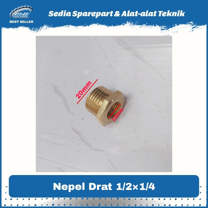 Nepel Drat Luar Dalam 1/2x1/4 Kuningan