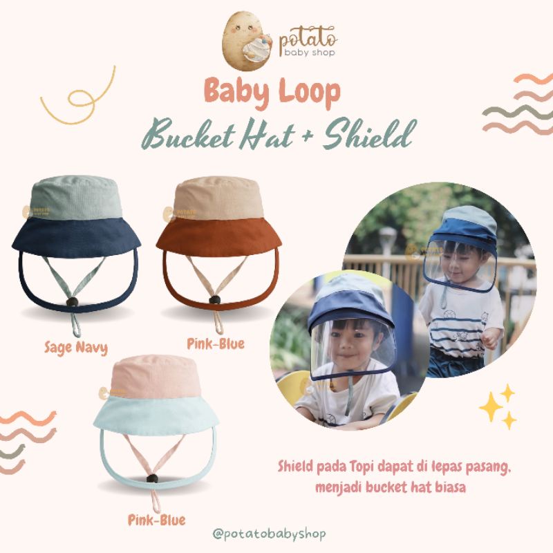 Babyloop Bucket Hat + Face Shield Baby &amp; Kids topi baby loop