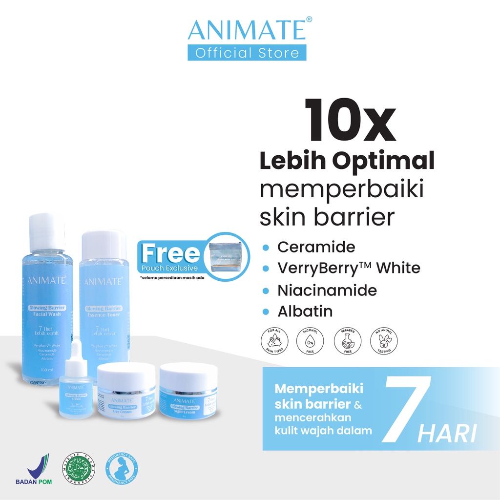 READY Animate Instant Whitening Series 5in1 / Cream Pemutih Wajah / Skincare Wajah / Animate Glowing Barrier Skin Repair Series 5in1- Paket Skin Barrier Repair