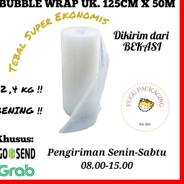 

Bubble Wrap Roll 125CM X 50M - Hitam & Bening - 2.4KG, Putih
