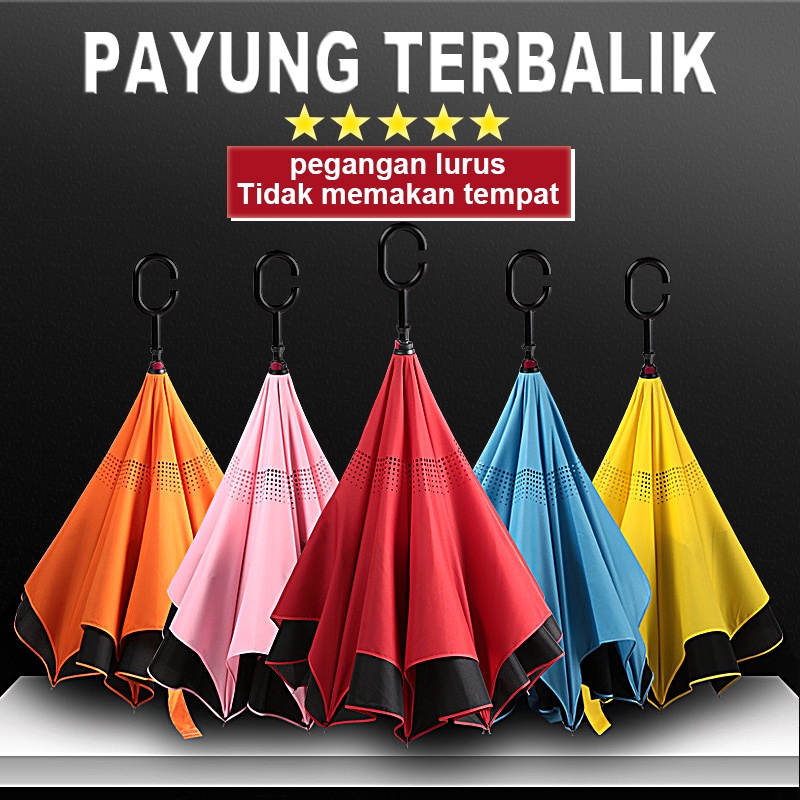 Payung Terbalik Kazbrella / Payung Lipat Otomatis Anti UV / PAYUNG 3D LIPAT / ajaib muncul motif jika basah bonus sarung payung