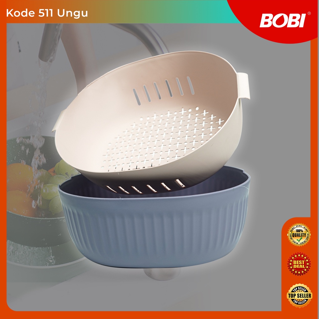 Saringan Baskom Buah atau Sayur Putar / Pengering &amp; Pencuci Makanan Double Layer - Rolling Colander Double Layer