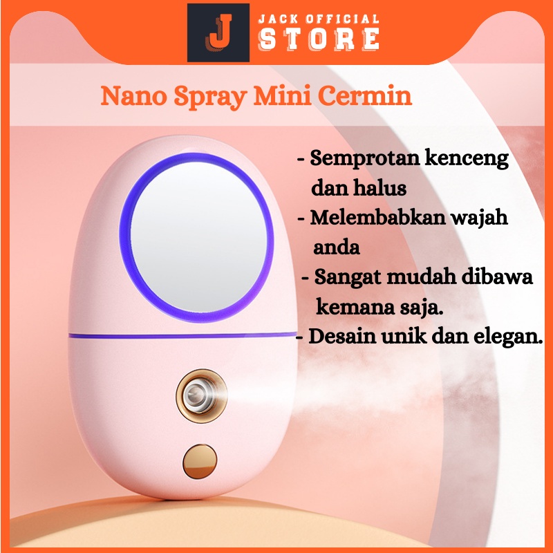 JACKSHOP Mini Nano Spray Plus Cermin / Sprayer Pelembab Wajah / Nano Mist Spray Portable