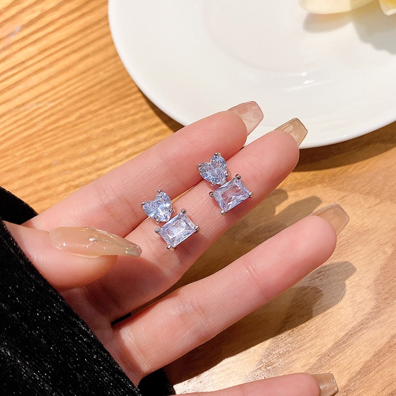 2022 Anting Tusuk Sterling Silver 925 Desain Hati Hias Zircon Gaya Mewah Untuk Wanita