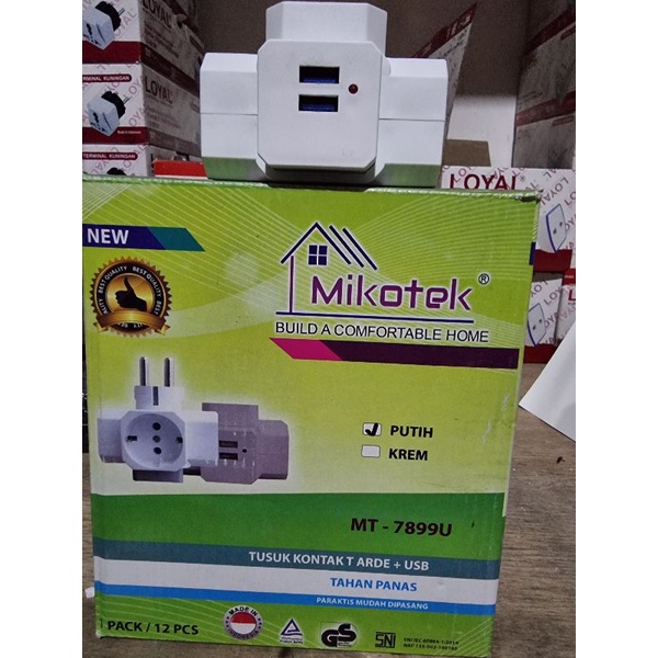 Mikotek T arde cabang + USB + lampu indikator MT 7899U