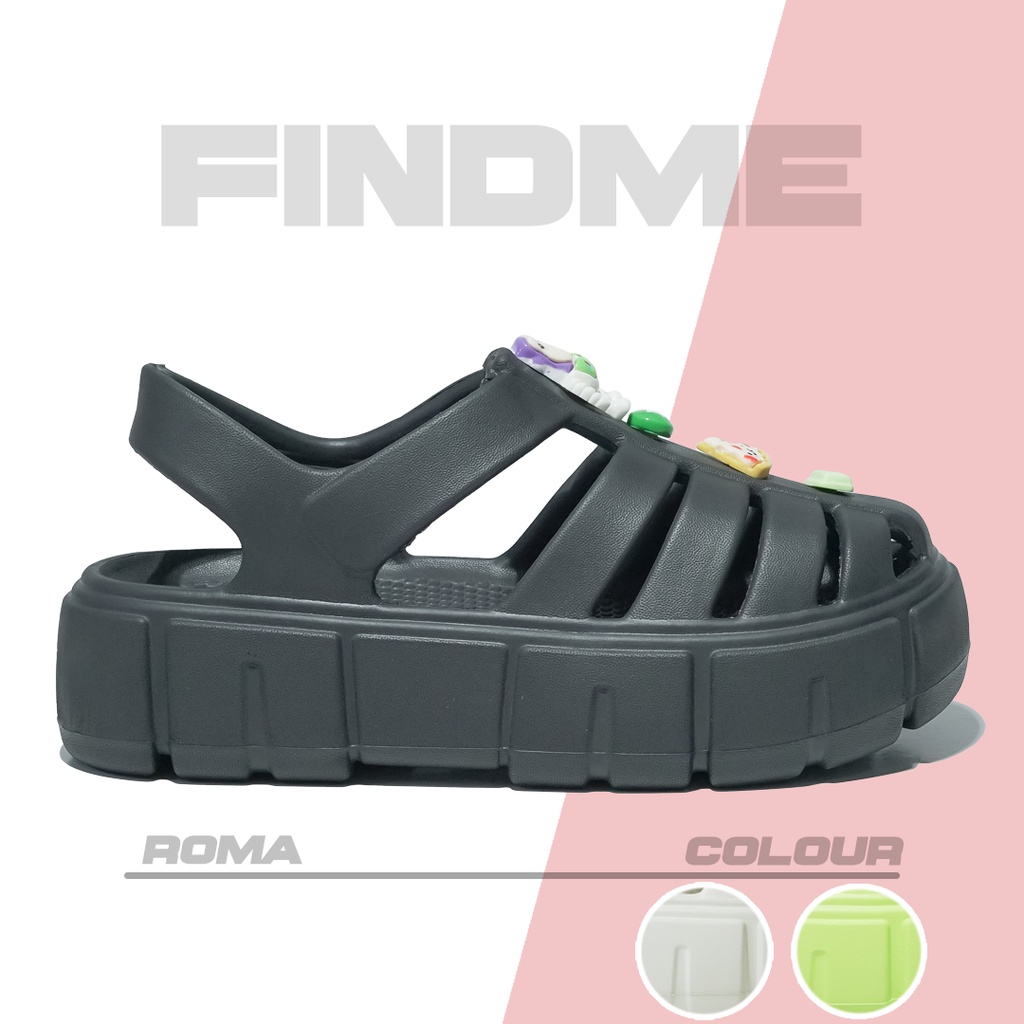 SEPATU SANDAL WANITA DESIGN UNIK POPULER CANTIK CASUAL DAILY BAHAN RUBBER IMPORT ROMA