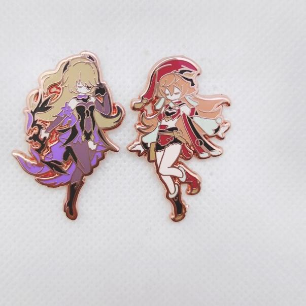 Genshin Impact Cute Character Hard Enamel Pin - Rose Gold part II - bennet