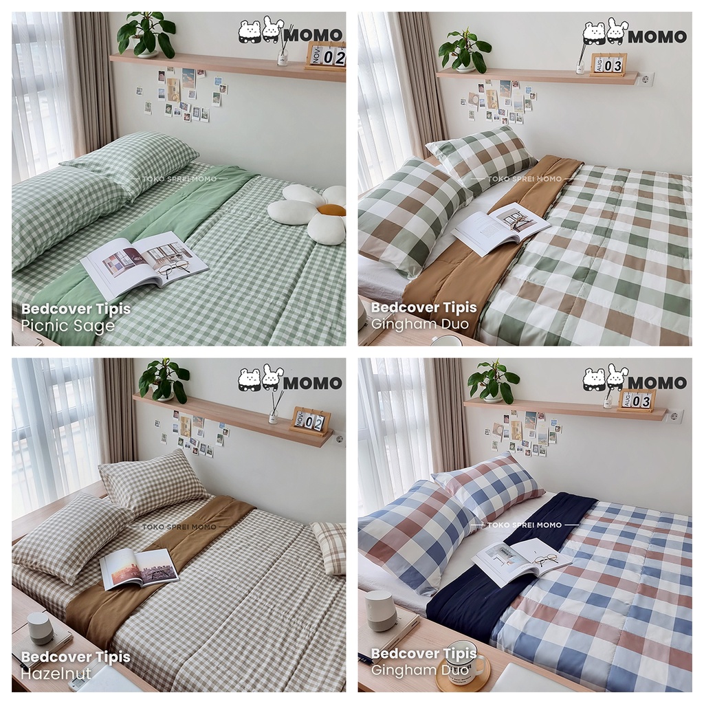 Bedcover Double Lite Edition - MOMO Gingham - Selimut Saja