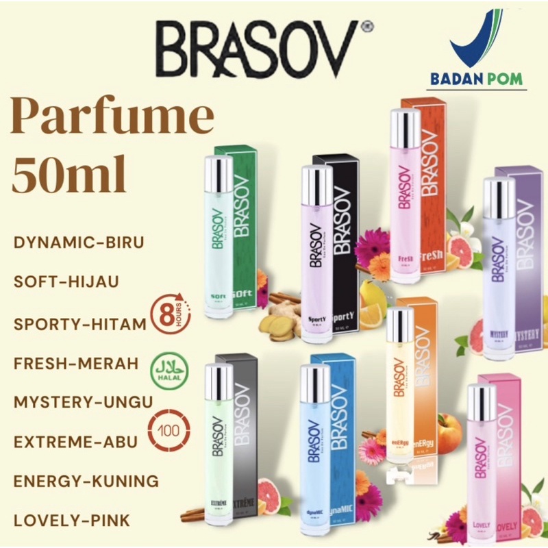 Brasov Parfum Eau De Parfum 50ml | BPOM | Halal | Minyak Wangi Tubuh 50ml