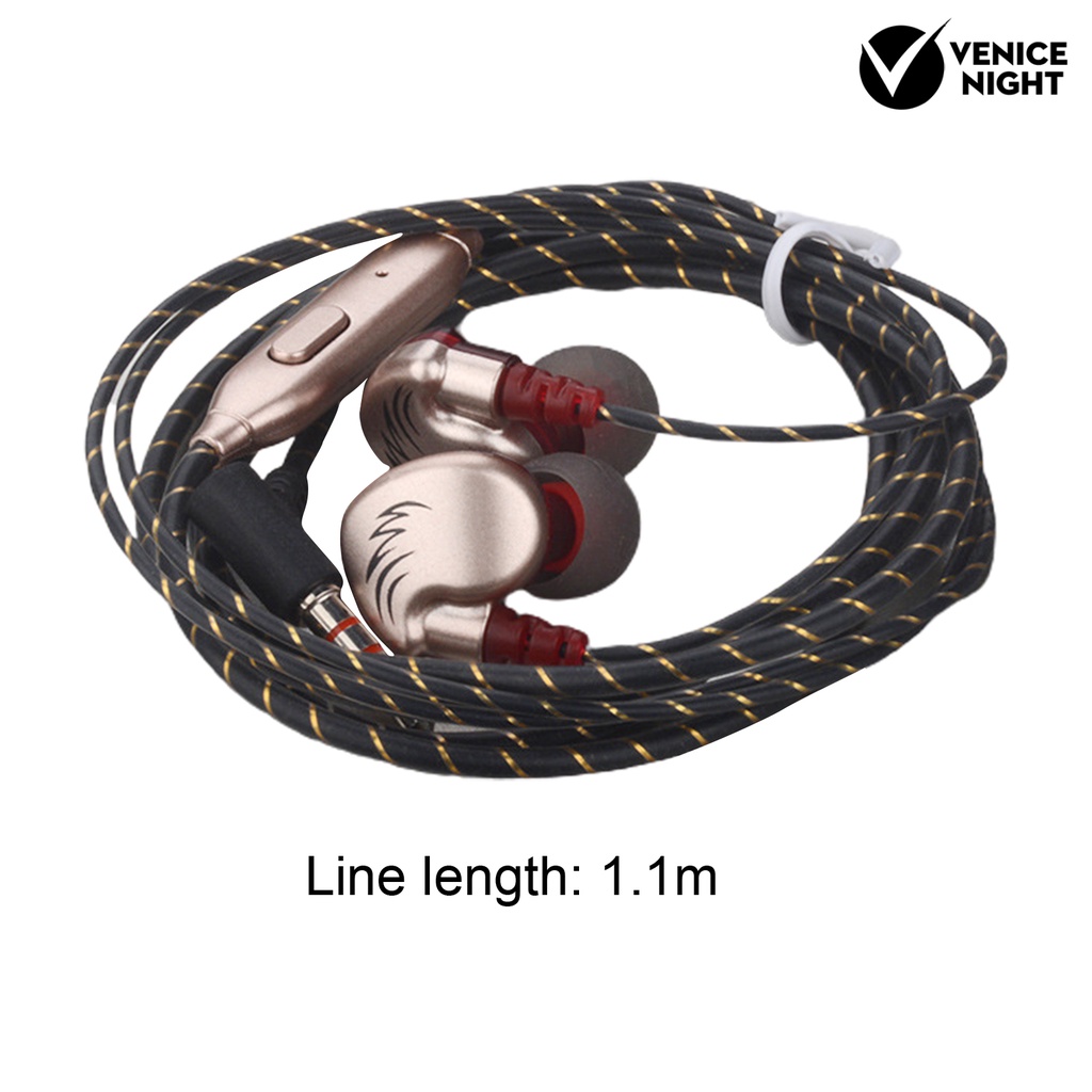 (VNEP) (Berkabel) V11 Earphone In-ear Mega Bass 3.5mm Sport Stereo Gaming Earbud dengan Mikrofon untuk Luar Ruangan