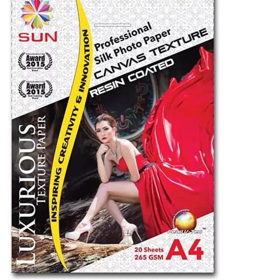 

Kertas Foto - SUN Professional Silk Photo Paper 265 A4 CANVAS Texture - Watermark SUN