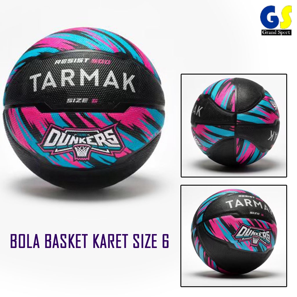 Bola Basket Tarmak Resist 500 Hitam Pink Indoor Outdoor
