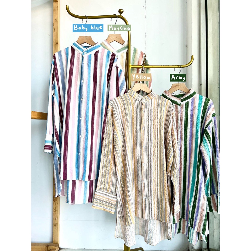 SIERRA TUNIK Atasan wanita terbaru motif salur | Atasan tunik wanita LD 115 Cm motif Salur | Kemeja 