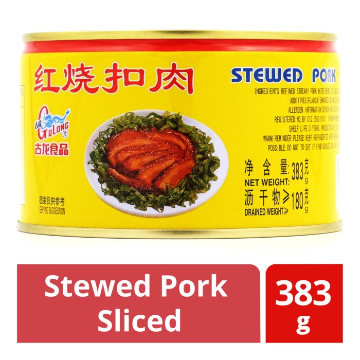 

READY GULONG Stewed Pork Sliced Samcan / Daging Samcan babi kaleng 383gr