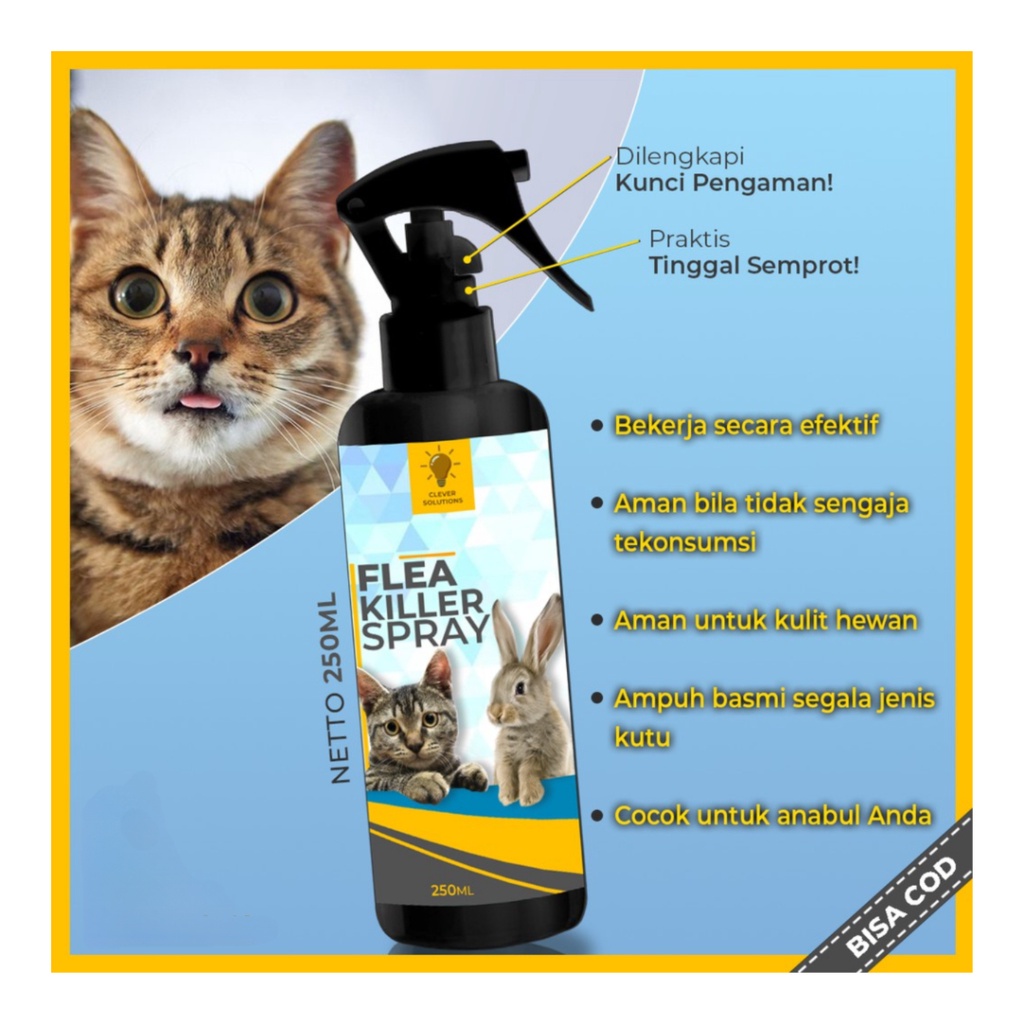 FLEA KILLER SPRAY 250mL - Obat Anti Kutu Kucing Kelinci Anabul /Pembasmi Kutu Kucing Aman Ampuh [ CS ]