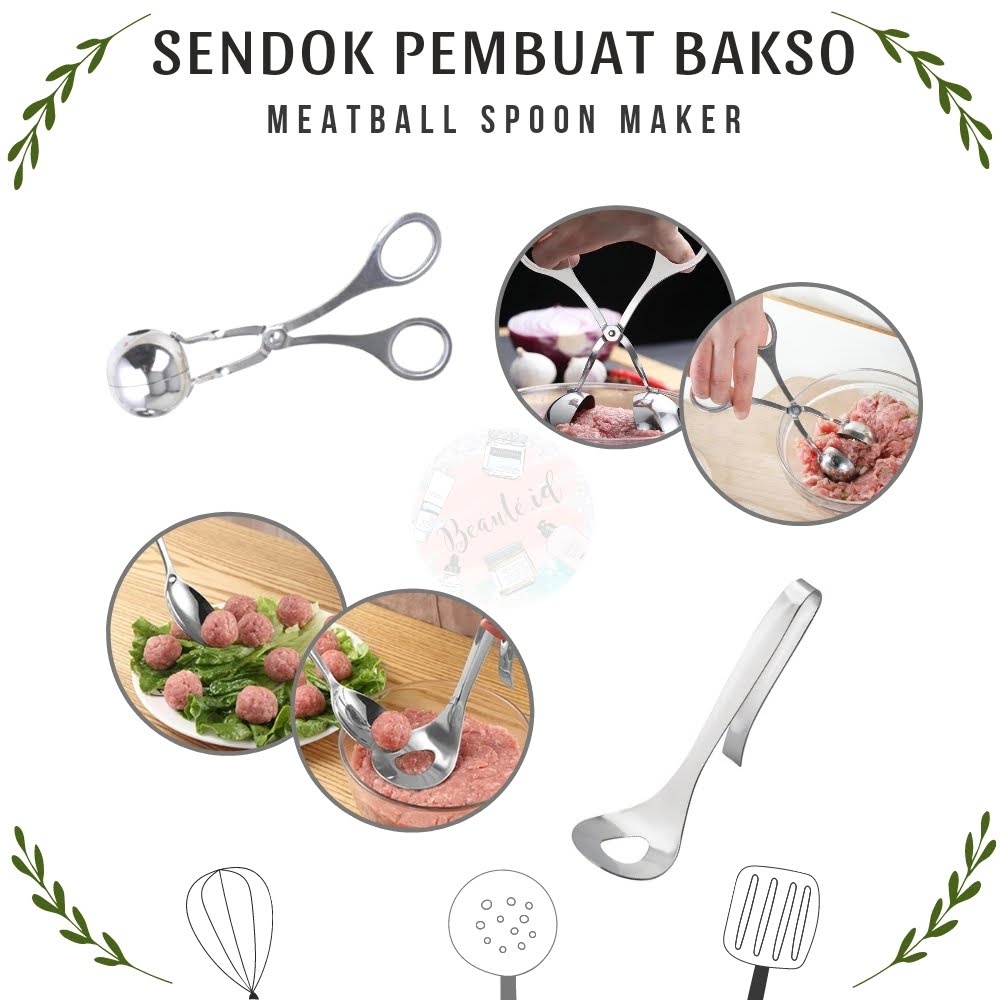 Sendok Pembuat / Pembentuk Bakso Alat Pencetak Adonan Baso Stainless Steel Model Gunting Scoop / Centong Berkualitas Cepat Bulat dan Mudah Meatball Spoon Maker