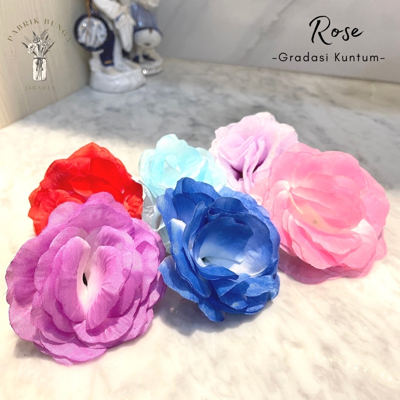 COD - Kuntum Bunga Mawar Rose Ombre Gradasi Import Plastik / Bunga Mawar Rose Artificial / Artificia