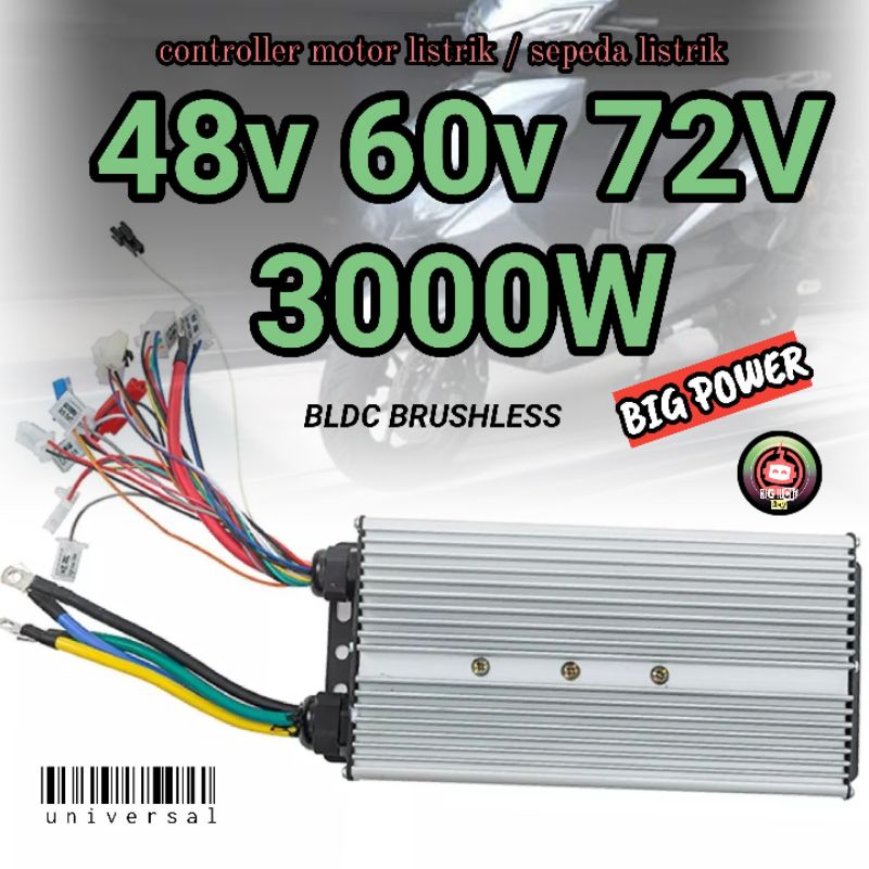 CONTROLLER 48V 60V 72V 3000W MOTOR LISTRIK SEPEDA LISTRIK BLDC BRUSHLESS KONTROLER UNIVERSAL MOLIS S