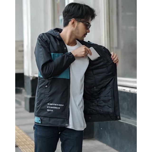 JAKET PRIA - JAKET CASUAL HITAM SALVIO HEXIA - JAKET OUTDOOR - JAKET  PARASUT PRIA