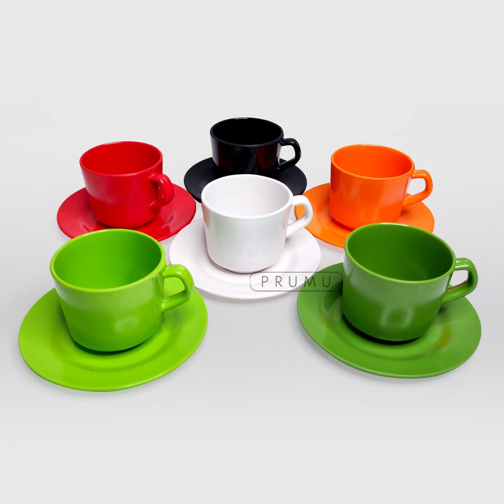 Prumu Cangkir set Melamin - Cangkir Kopi Set - Cangkir Kopi - Tatakan Cangkir Set - Set Cangkir Kopi