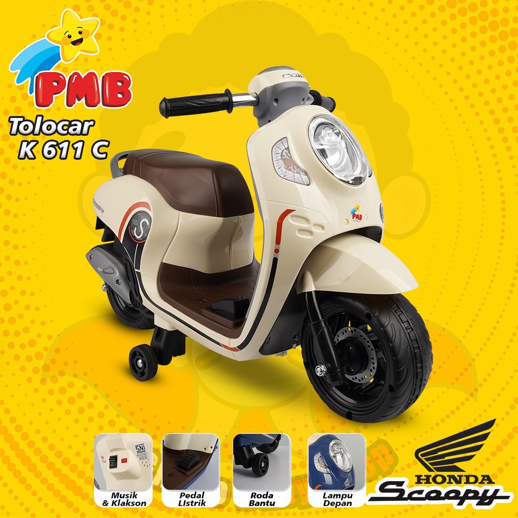 MOTOR AKI MINI ANAK MODEL SCOOPY K611C PMB//MAINAN MOTOR AKI MINI ANAK ANAK MURAH/KADO ULTAH ANAK