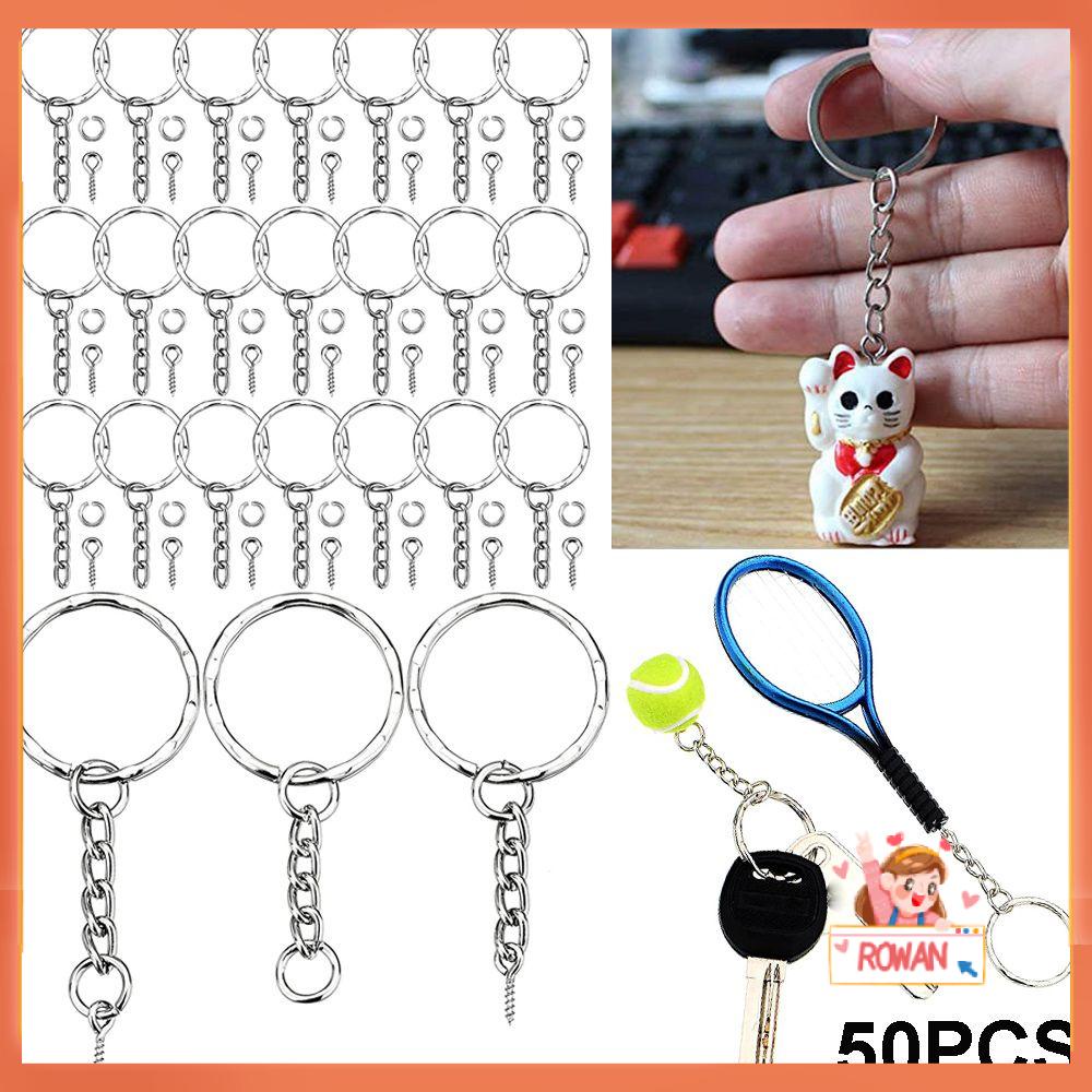 R-flower 50PCS / Set Gantungan Kunci Open Jump Ring Motif Bunga + Mata + Sekrup Untuk Aksesoris DIY