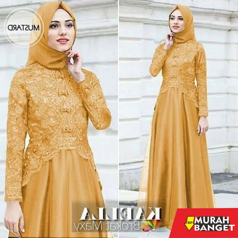 model gamis kombinasi polos terbaru 2022 GAMIS BRUKAT MAXY KEALLA/GAMIS BRUKAT/GAMIS WANITA/GAMIS KO