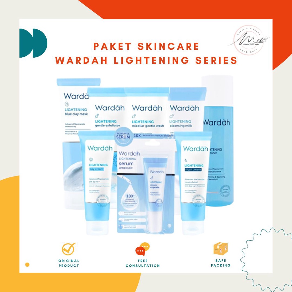 Paket Lengkap Wardah Lightening Series | Krim Siang Malam Serum | Niacinamide | Mencerahkan | Ori BP