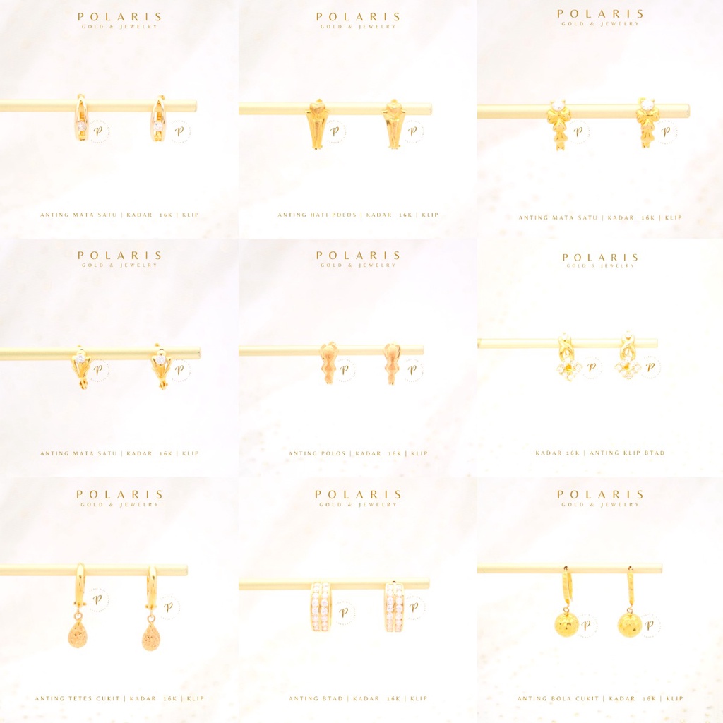 Anting Klip Mini New Look Perhiasan Emas Kuning Kadar Emas Tua 700/16K AT2A