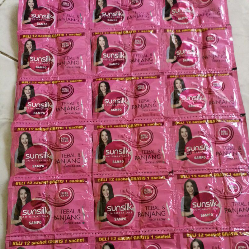 SUNSILK SHAMPO PINK SACHET BELI 12 FREE 1 SACHET,