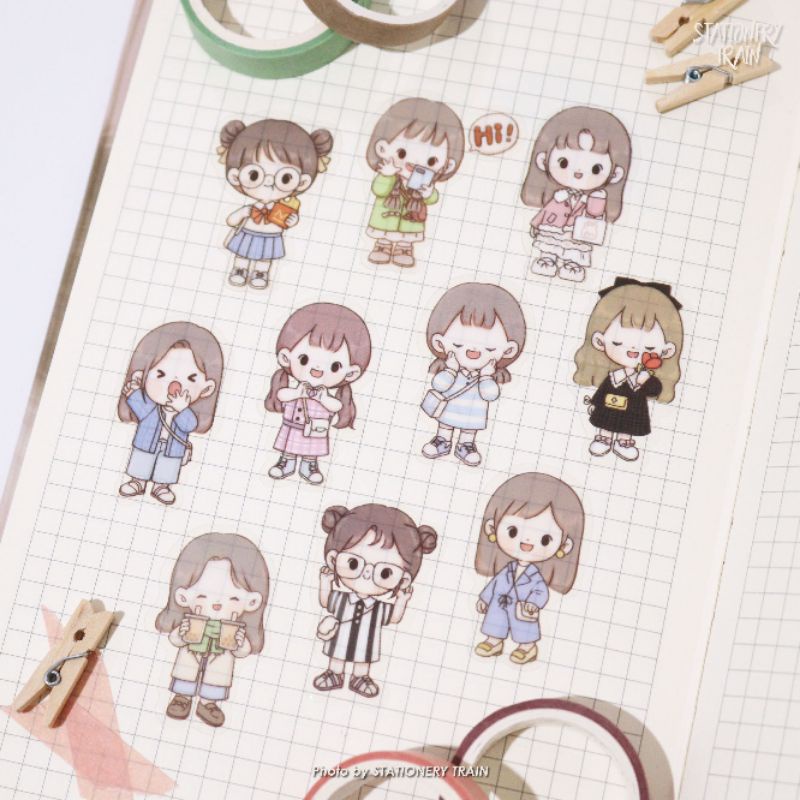 

CUTE GIRL STICKERS 10 PCS \ KAWAII GIRL DECO STICKER