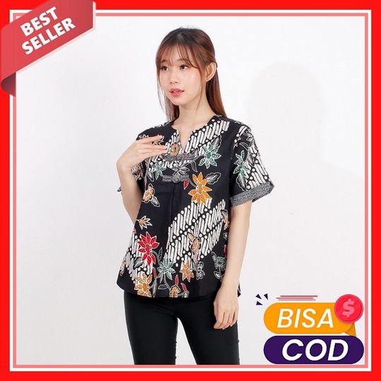 Batik Wanita Modern / Baju Atasan Blouse Kerja Wanita - 242 Rm Atasan Batik Wanita Terbaru Kekinian 